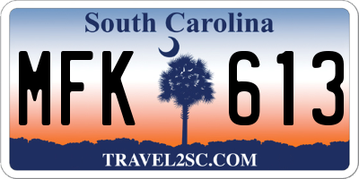 SC license plate MFK613