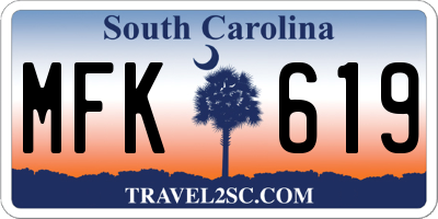 SC license plate MFK619