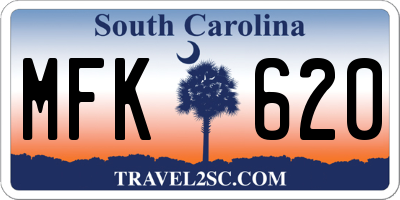 SC license plate MFK620
