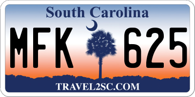 SC license plate MFK625
