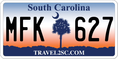 SC license plate MFK627