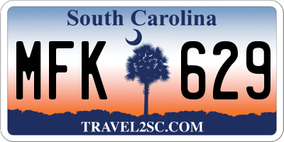 SC license plate MFK629