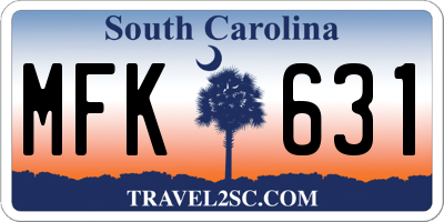 SC license plate MFK631