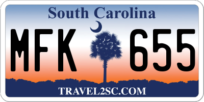 SC license plate MFK655