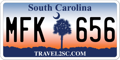 SC license plate MFK656