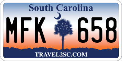 SC license plate MFK658