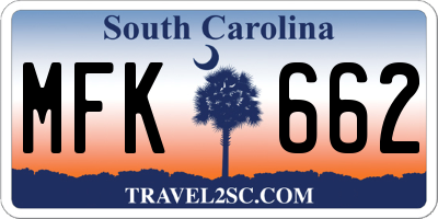 SC license plate MFK662