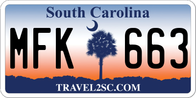 SC license plate MFK663
