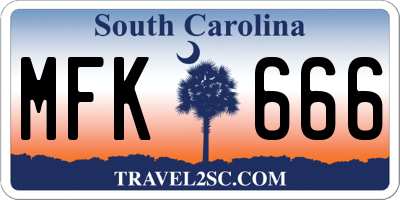 SC license plate MFK666