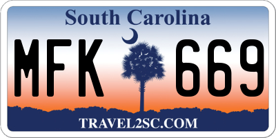 SC license plate MFK669