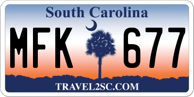 SC license plate MFK677