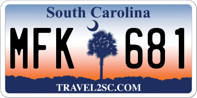 SC license plate MFK681