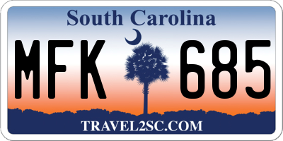 SC license plate MFK685