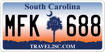 SC license plate MFK688