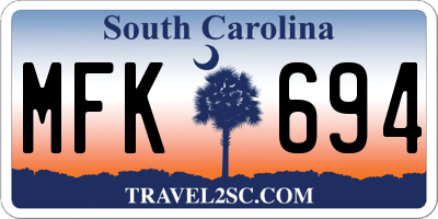 SC license plate MFK694