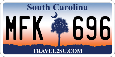 SC license plate MFK696