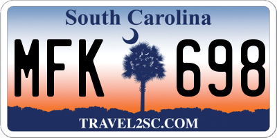 SC license plate MFK698