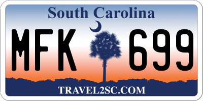 SC license plate MFK699