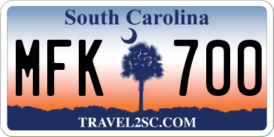 SC license plate MFK700