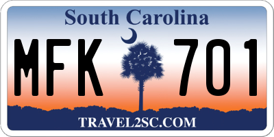 SC license plate MFK701