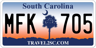 SC license plate MFK705