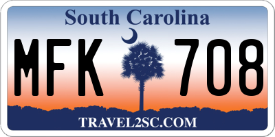 SC license plate MFK708