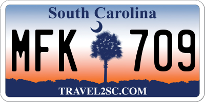 SC license plate MFK709