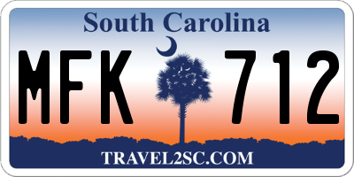 SC license plate MFK712