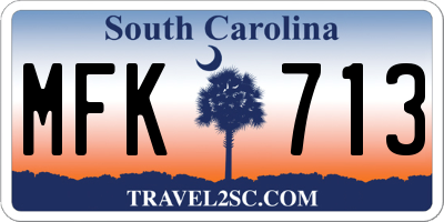 SC license plate MFK713