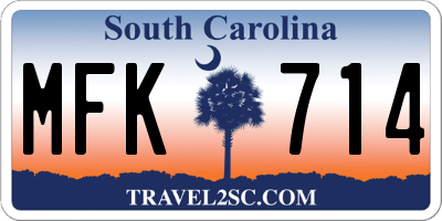 SC license plate MFK714
