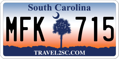 SC license plate MFK715