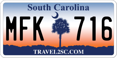 SC license plate MFK716
