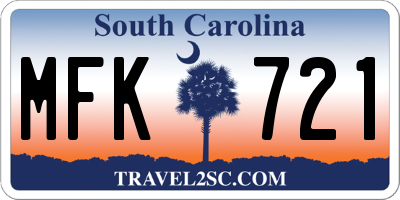 SC license plate MFK721