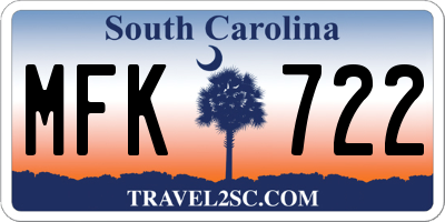 SC license plate MFK722