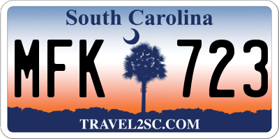 SC license plate MFK723