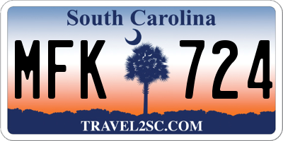 SC license plate MFK724