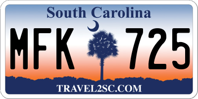 SC license plate MFK725