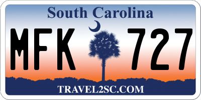 SC license plate MFK727