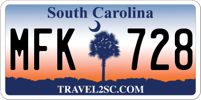 SC license plate MFK728