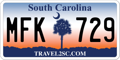 SC license plate MFK729