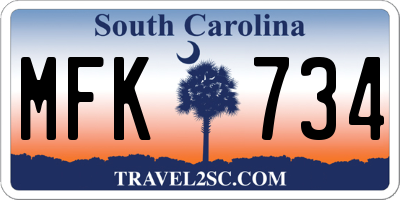 SC license plate MFK734