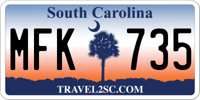 SC license plate MFK735