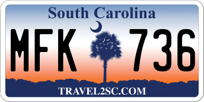 SC license plate MFK736