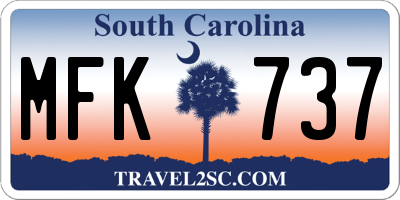 SC license plate MFK737
