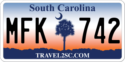 SC license plate MFK742