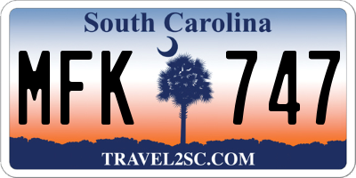 SC license plate MFK747