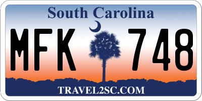 SC license plate MFK748