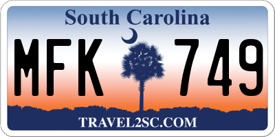 SC license plate MFK749