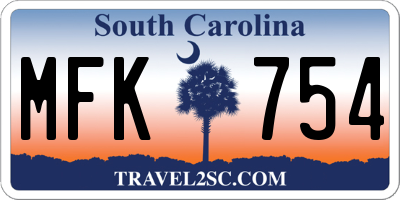 SC license plate MFK754