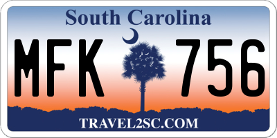 SC license plate MFK756